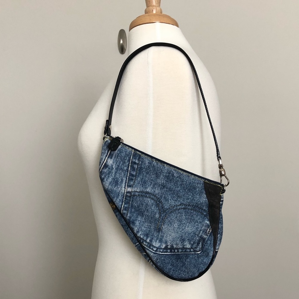 $675 Christian Dior Denim Trompe L’oeil Saddle Bag - Picture 1 of 5
